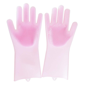 Waterproof Reusable Dish Wash Scrubbing Sponge Kitchen Dishwashing Gloves With Scrubber